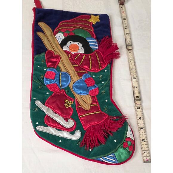 Set of 5 Quilted Christmas Stockings 16" Tall Blank Red Backs Top Loop Hangers - Picture 2 of 7